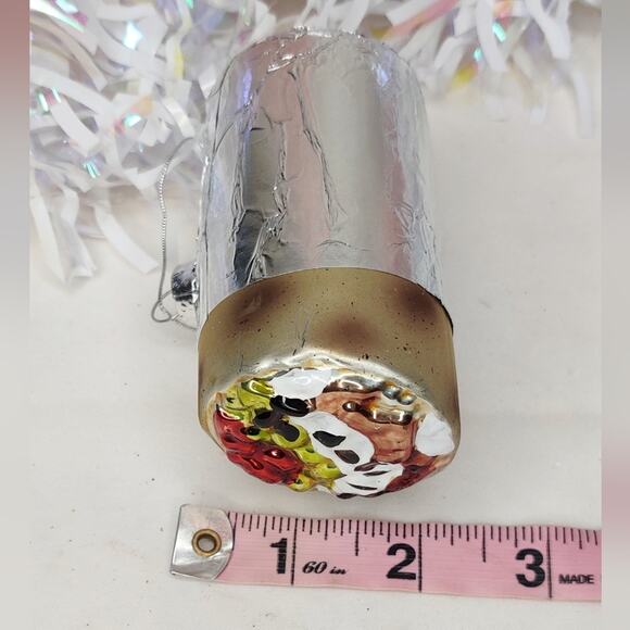Chipotle Wrapped Stuffed Burrito Glass Christmas Ornament - Picture 10 of 12